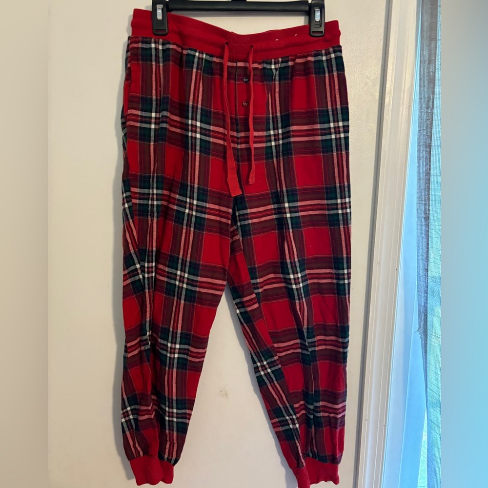 Red plaid pajama pants